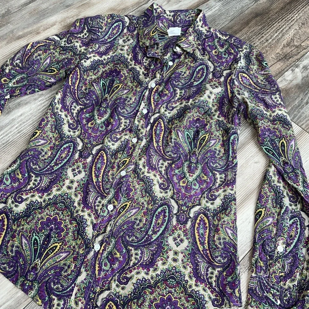 J. Crew Shirt‎ Women's Size 2 The Perfect Shirt Paisley Long Sleeve Button Down